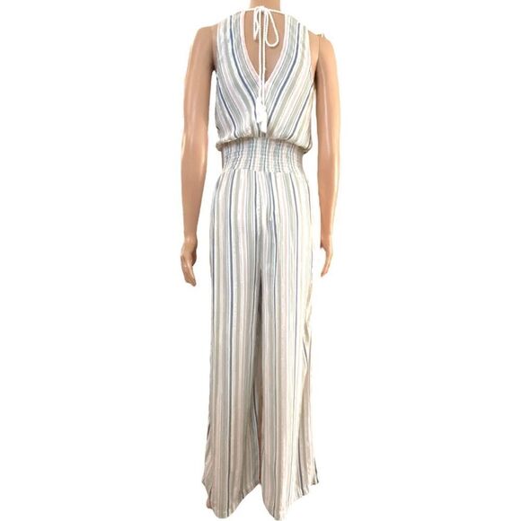 Blue Island Striped Wide Leg Jumpsuit XS Resortwear Cruise Chic Vacation Ready - Picture 5 of 14